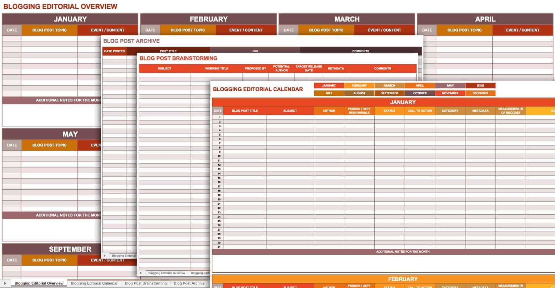 business planning calendar template