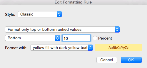 Conditional formatting edit formatting rule Excel