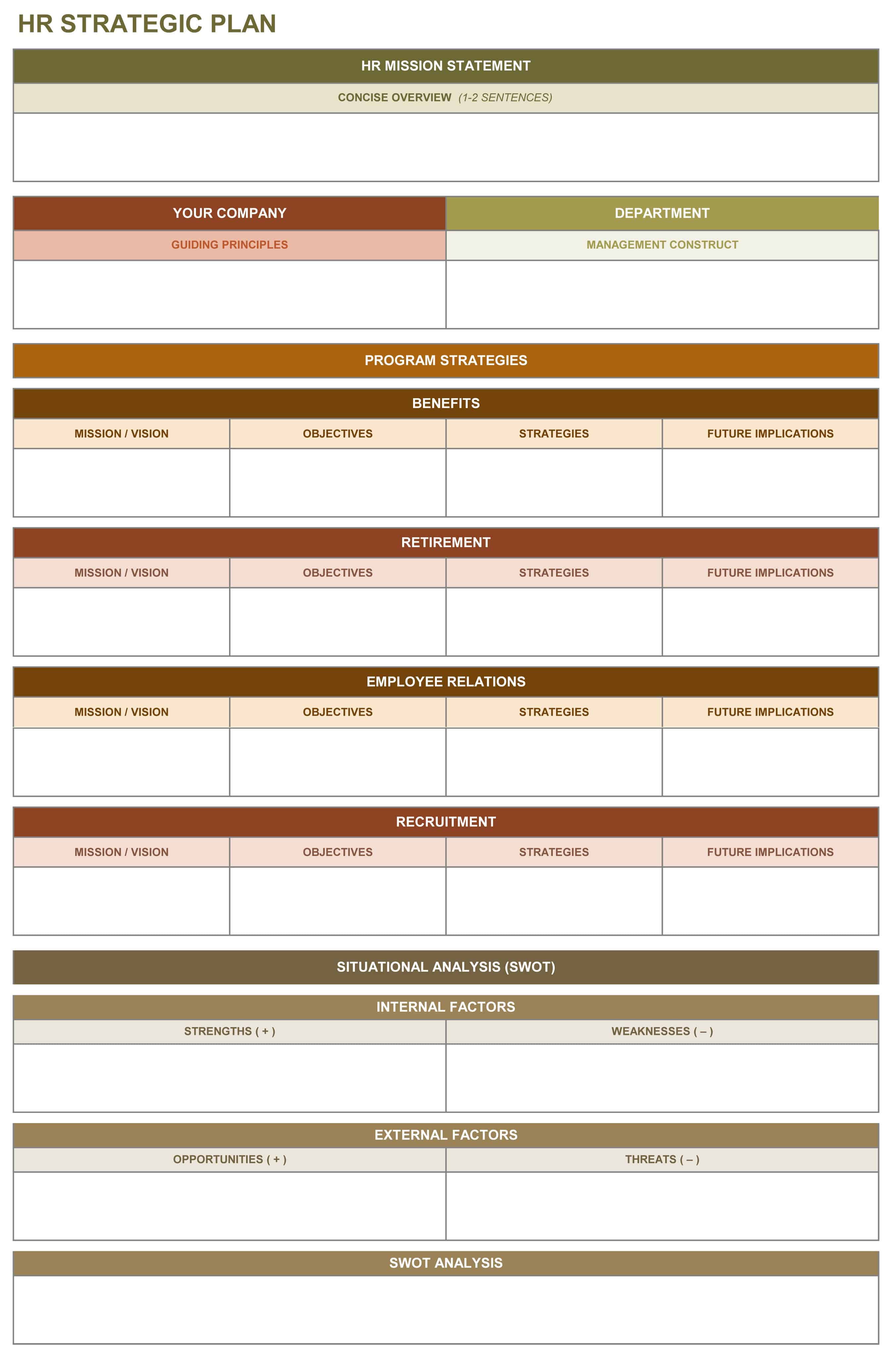 HR strategic plan excel template