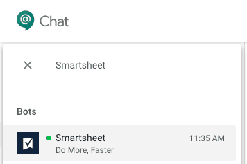 Smartsheet for Googe's Hangouts Chat