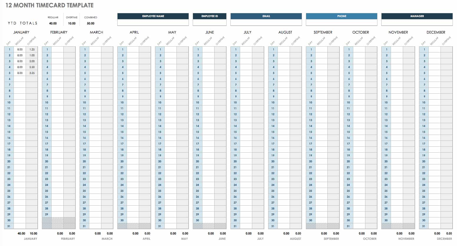 microsoft excel templates for time cards