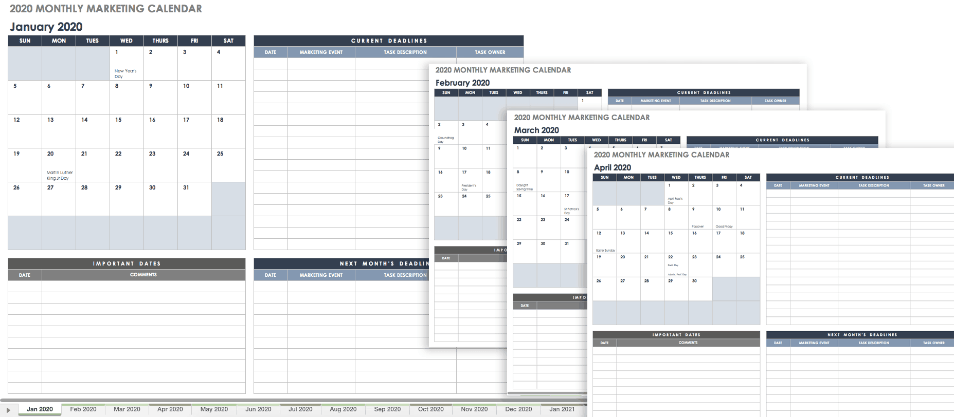 Content Marketing Editorial Calendar Template