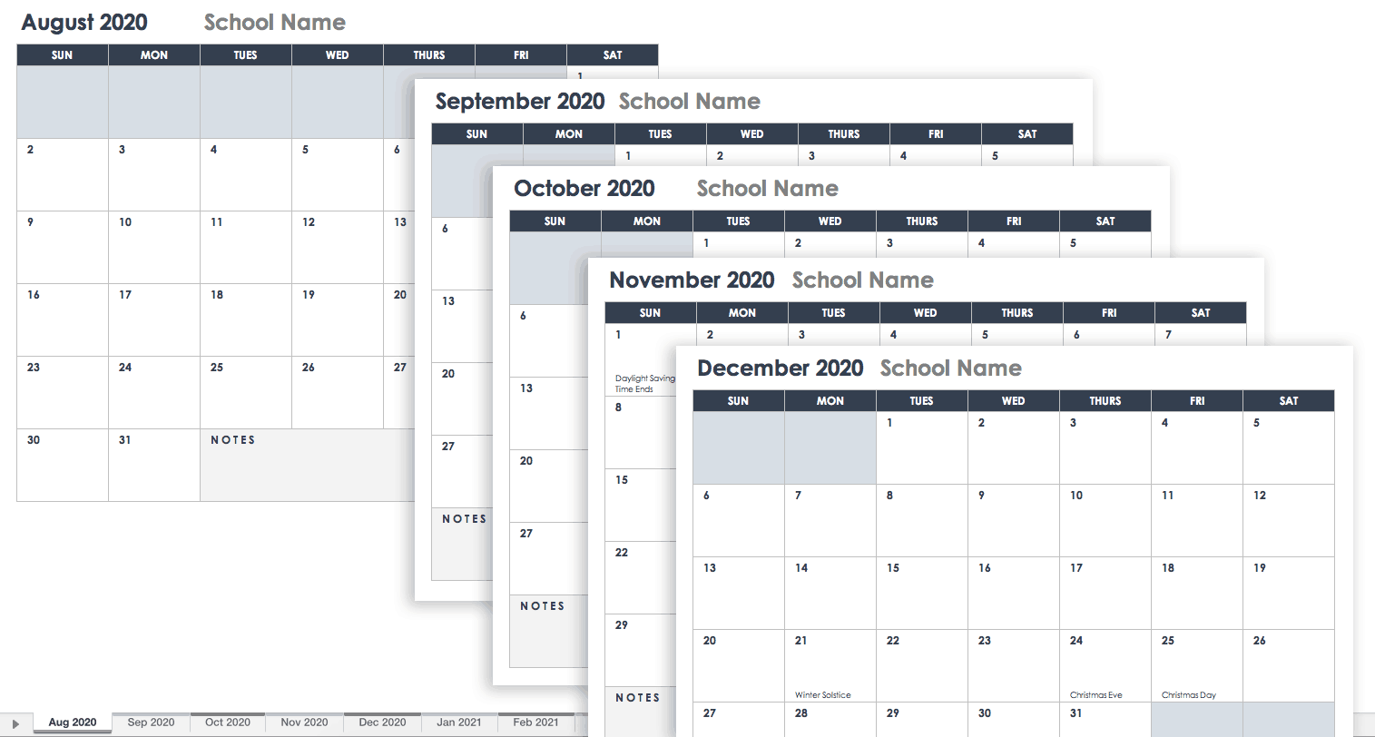 School Calendar July 2020 June 2021 Calendar Template