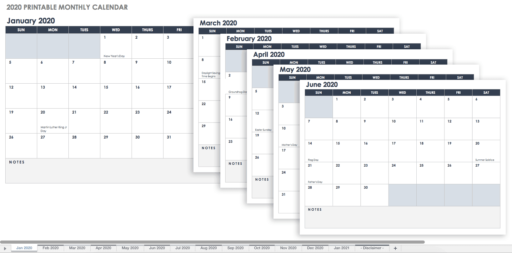 2016 Monthly Calendar Template Excel from www.smartsheet.com