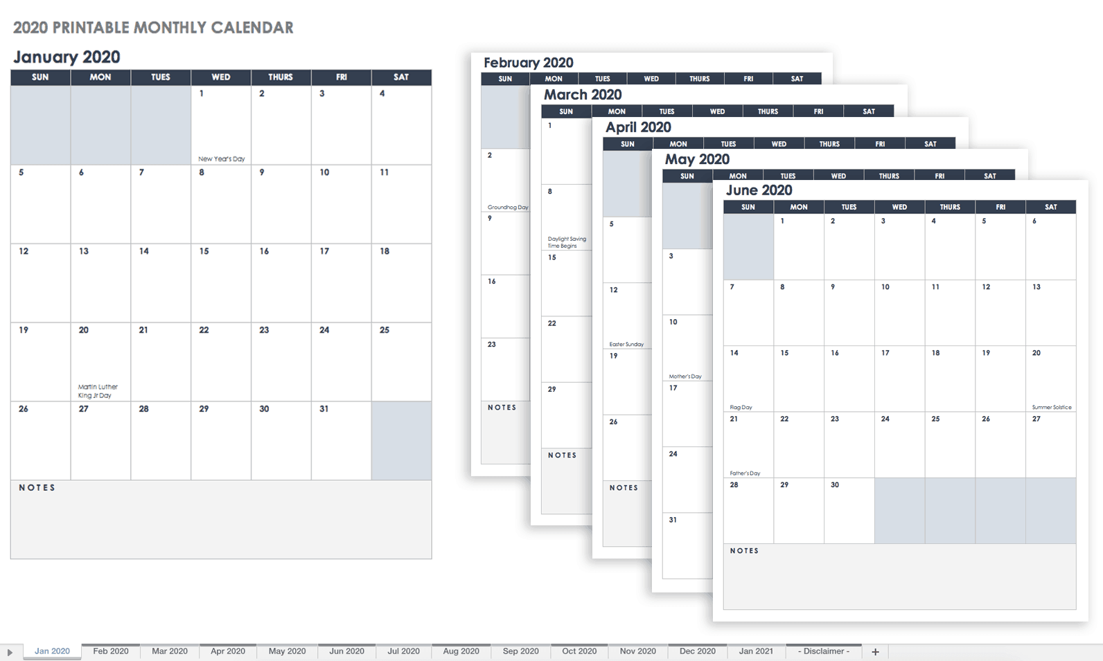 Excel 2020 Calendar Template from www.smartsheet.com