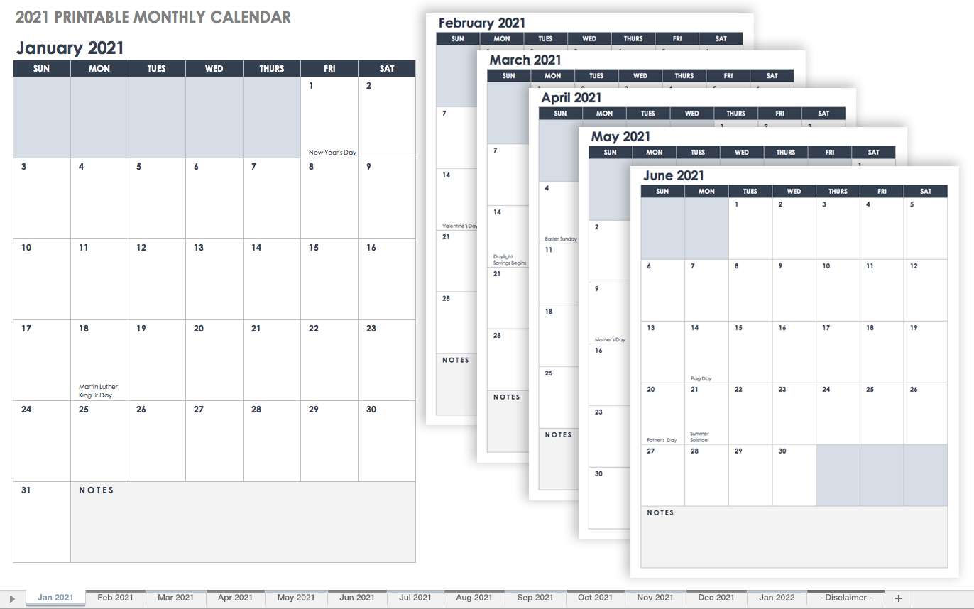 Free Printable Excel Calendar Templates For 19 On Smartsheet