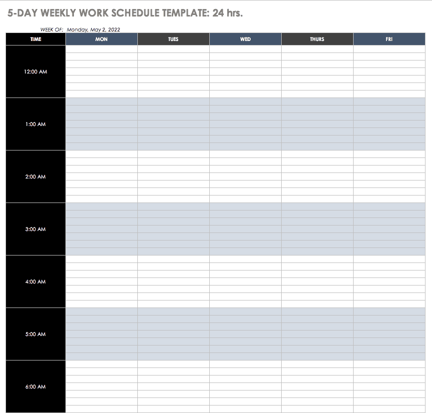 Free Work Schedule Templates For Word And Excel Smartsheet