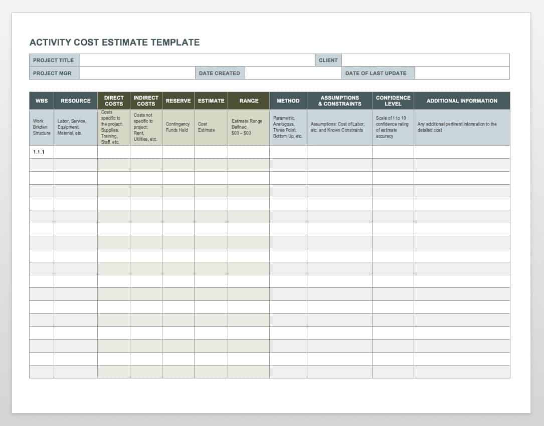 job costing excel template