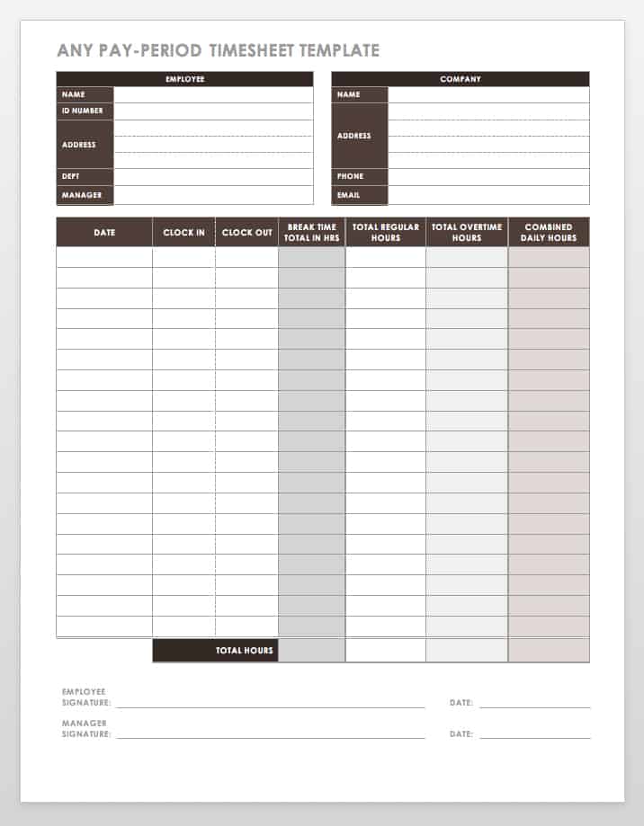 Any Pay Period Timesheet Template