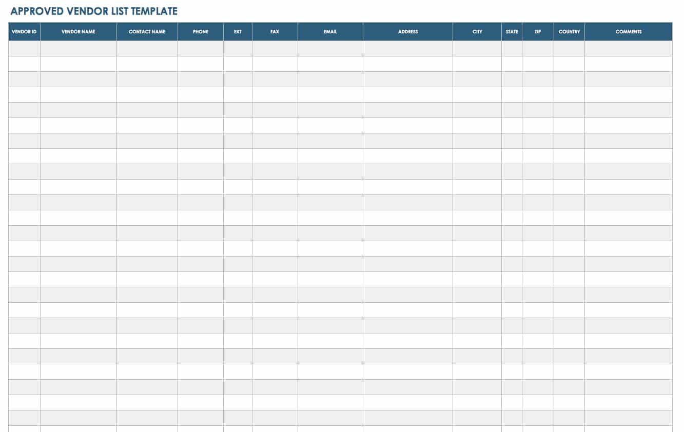 Supplier List Excel Template