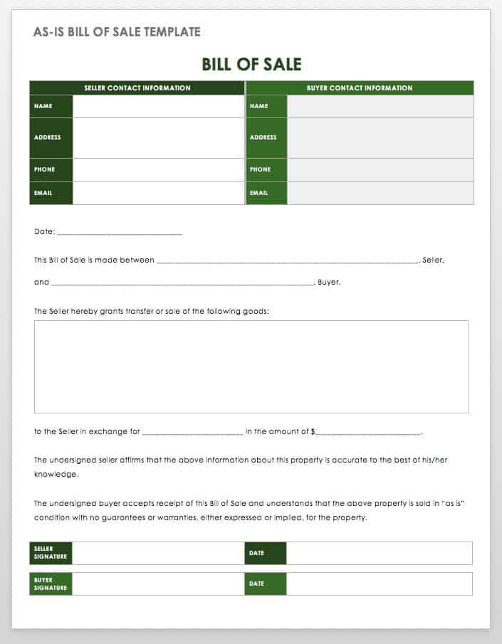 how to choose the right type of bill of sale