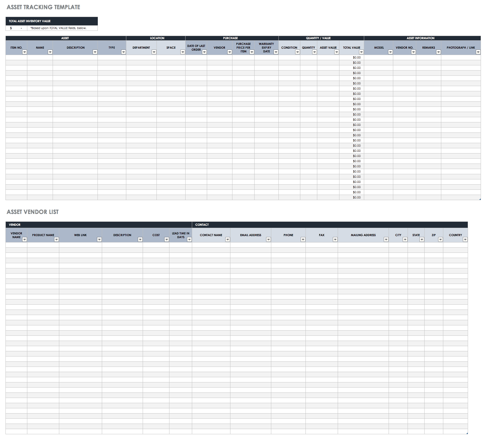 Free Excel Inventory Templates: Create & Manage  Smartsheet In Business Process Inventory Template