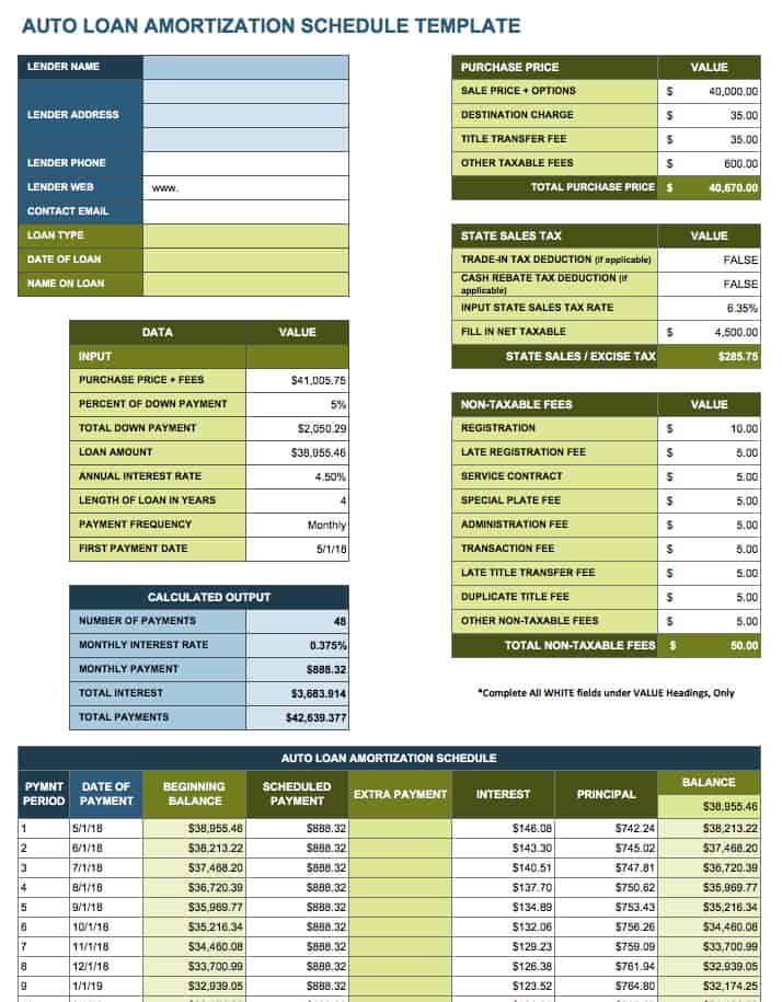 Excel Amortization Schedule Templates