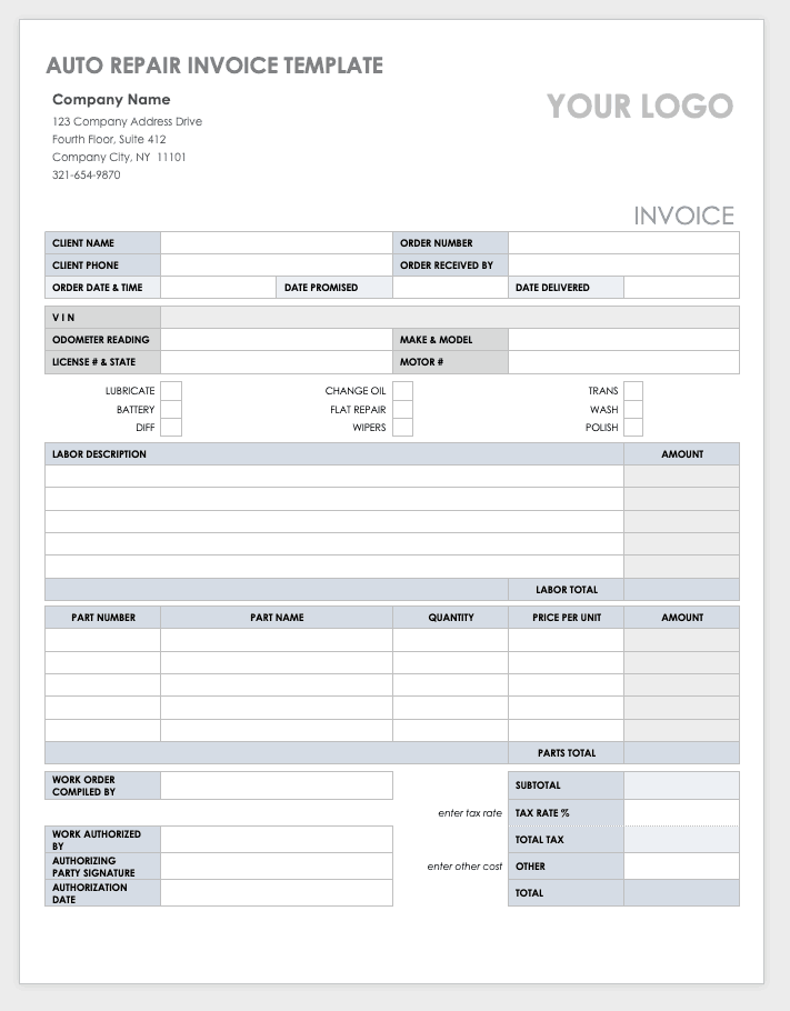 Car Sales Invoice Template Free Download from www.smartsheet.com