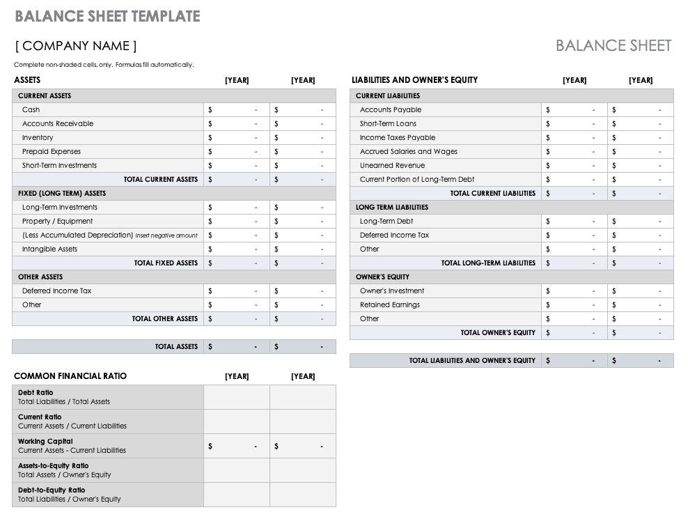 Balance Sheet Template 