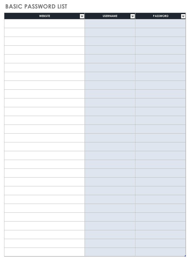 Password List Template Excel from www.smartsheet.com