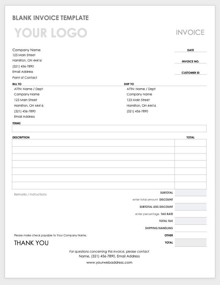 Invoice Templates In Word DocTemplates