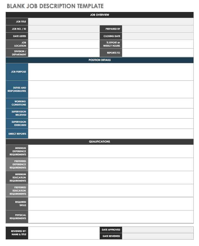 Job Description Form Template from www.smartsheet.com