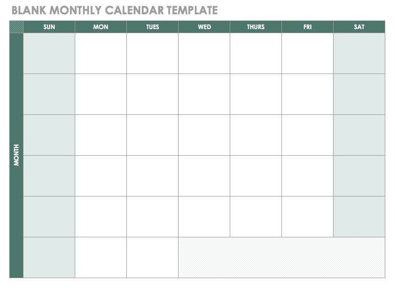 Blank Calendar Month Template from www.smartsheet.com