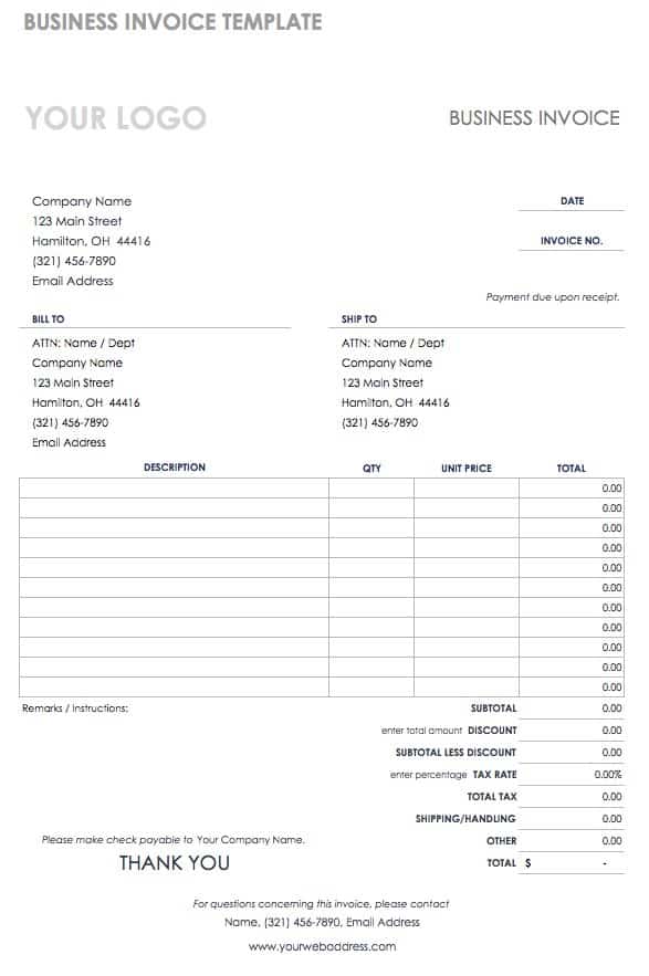 55 Free Invoice Templates Smartsheet