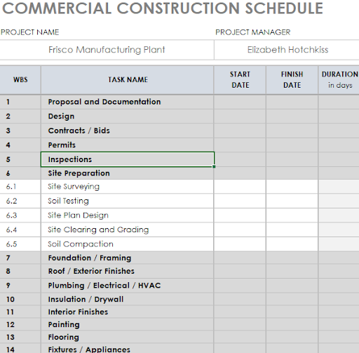 Commercial Construction Schedule Screenshot2