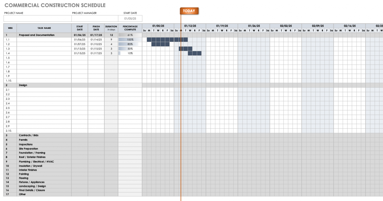 Commercial Construction Schedule Template