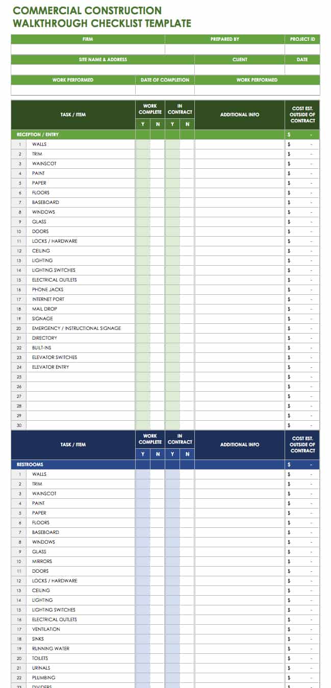 Free Punch List Templates  Smartsheet In Construction Deficiency Report Template