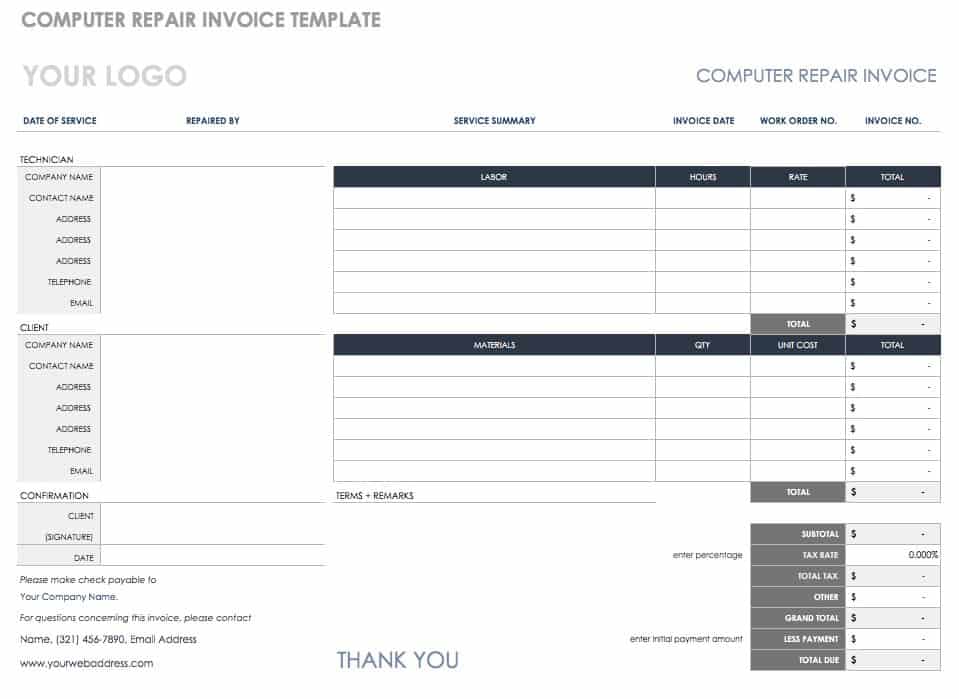 Computer Repair Invoice Template