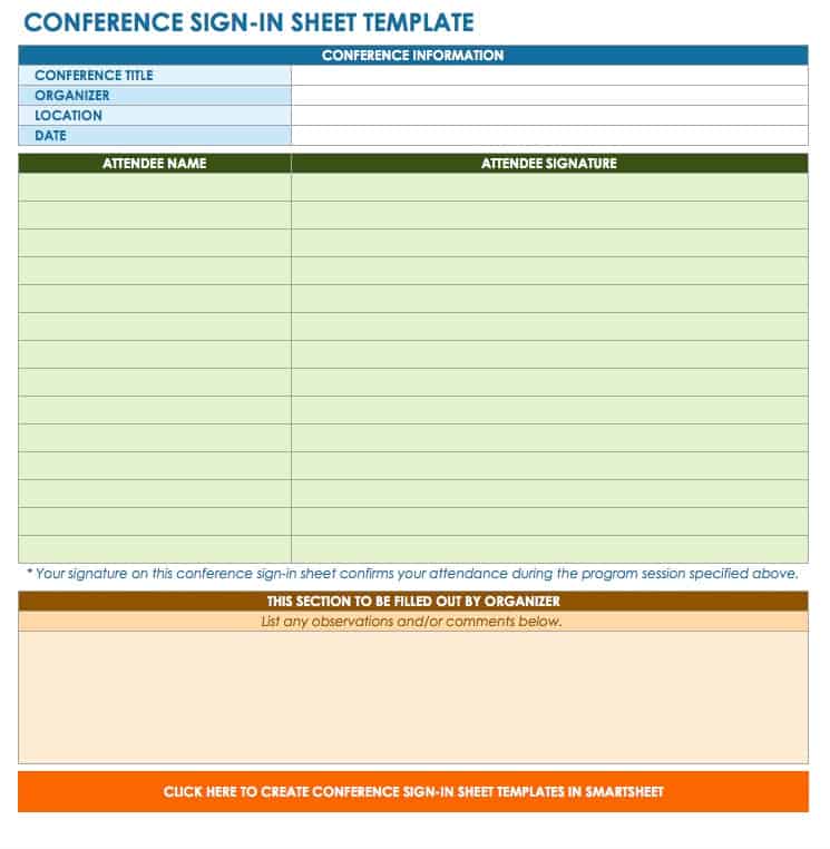Conference Sign-in Sheet Template