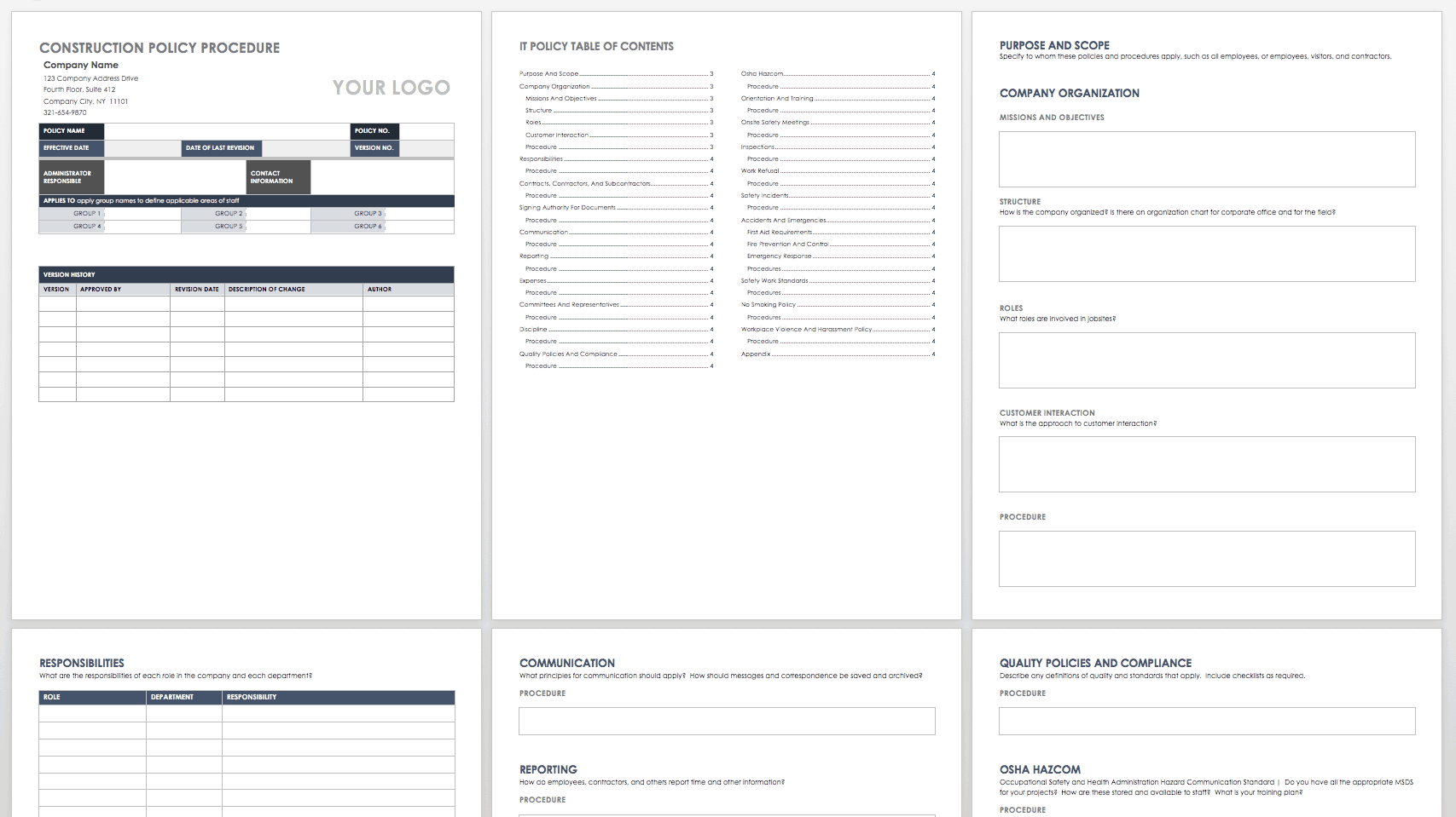 Free Policy and Procedure Templates  Smartsheet Intended For Business Process Document Template