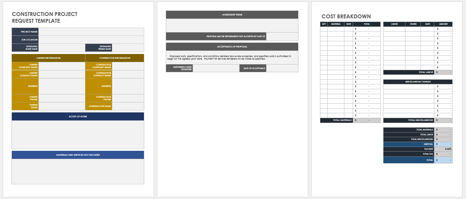 Construction Project Request Template