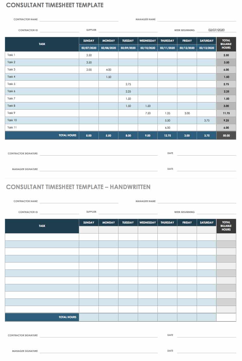 21 Free Timesheet and Time Card Templates  Smartsheet With Weekly Time Card Template Free