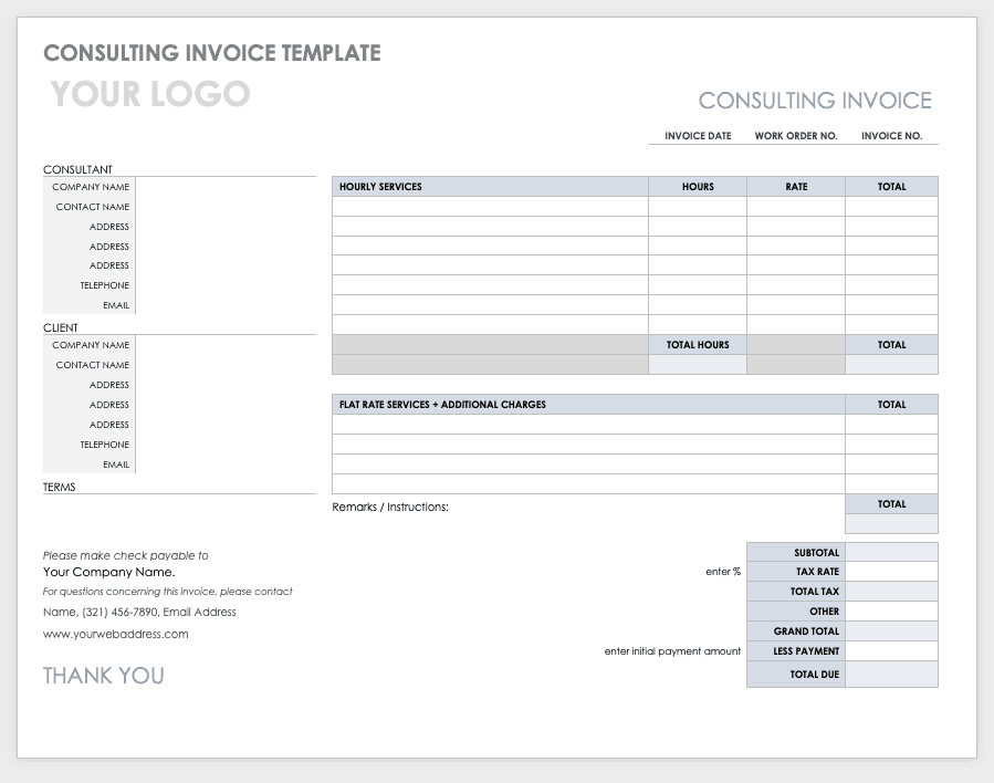 Free Ms Word Invoices Templates Smartsheet