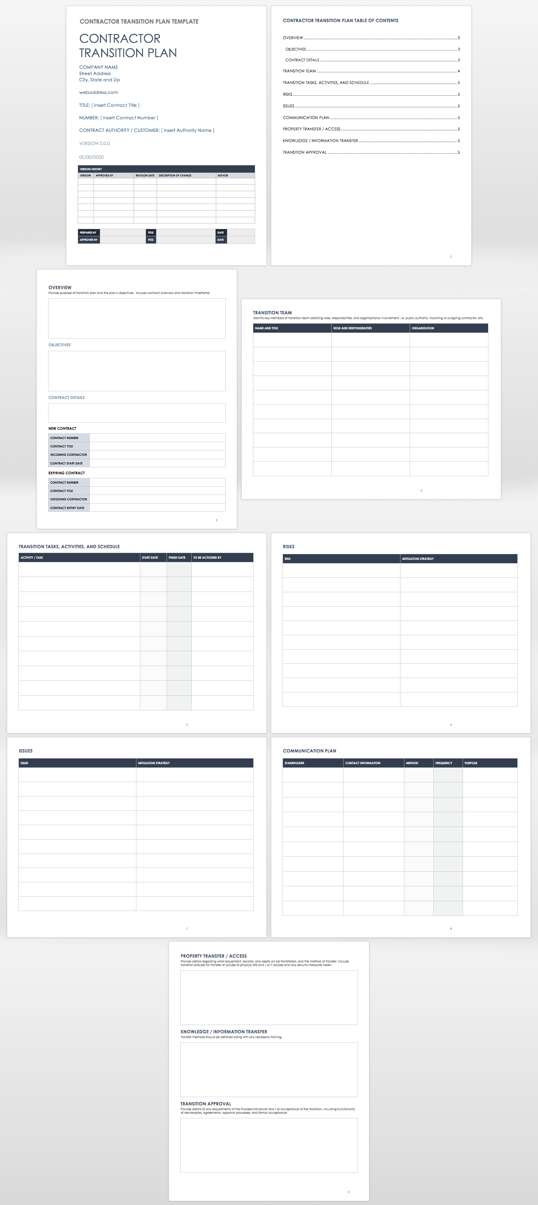 Contractor Transition Plan Template