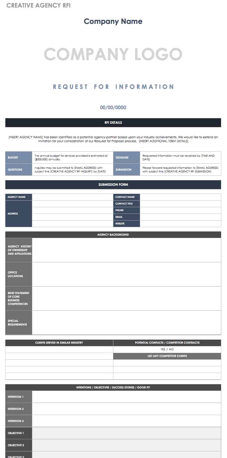 Free Request for Information Templates  Smartsheet