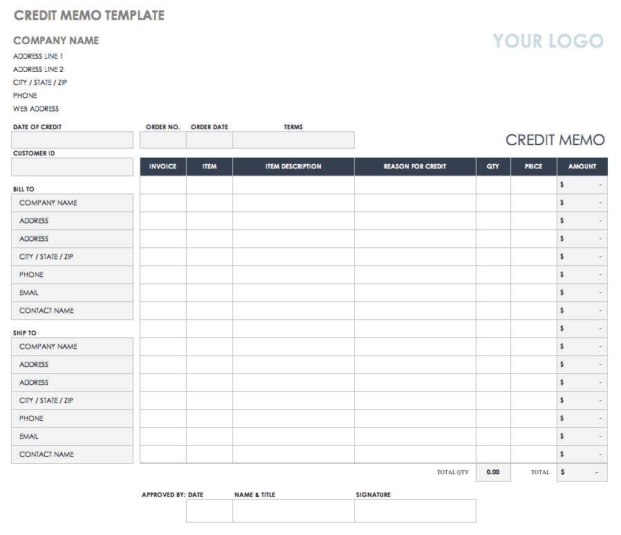 Free Credit And Debit Note Templates Smartsheet