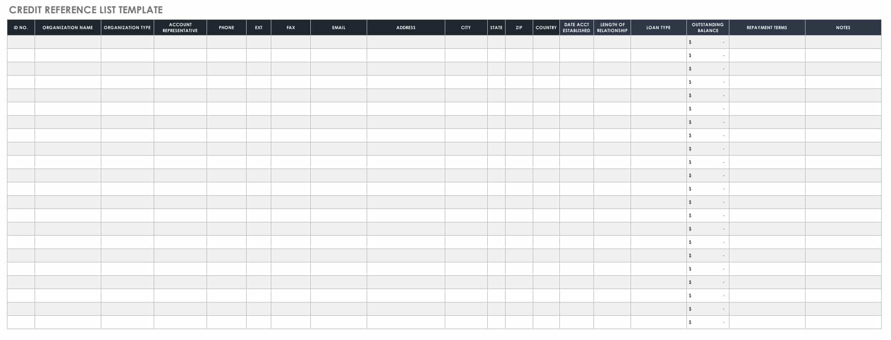 Professional Reference List Template from www.smartsheet.com