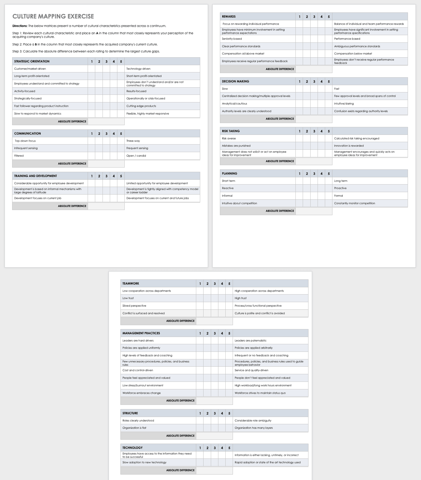 Culture Mapping Exercise Template