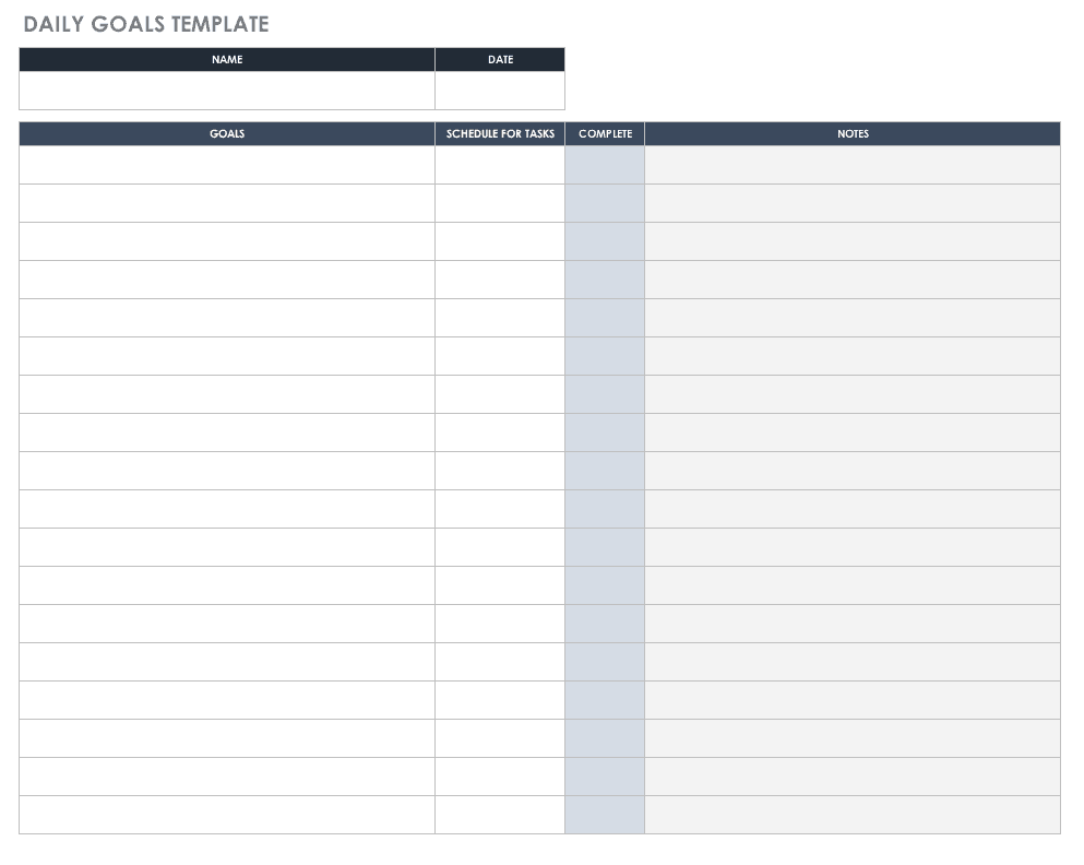 Daily Goals Template