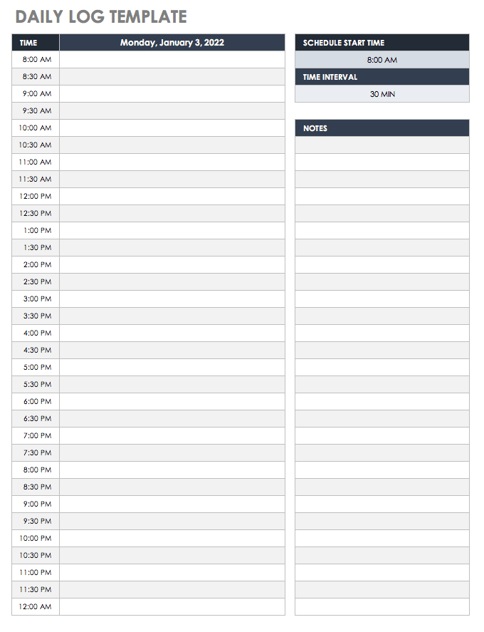 Blank Daily Routine Chart