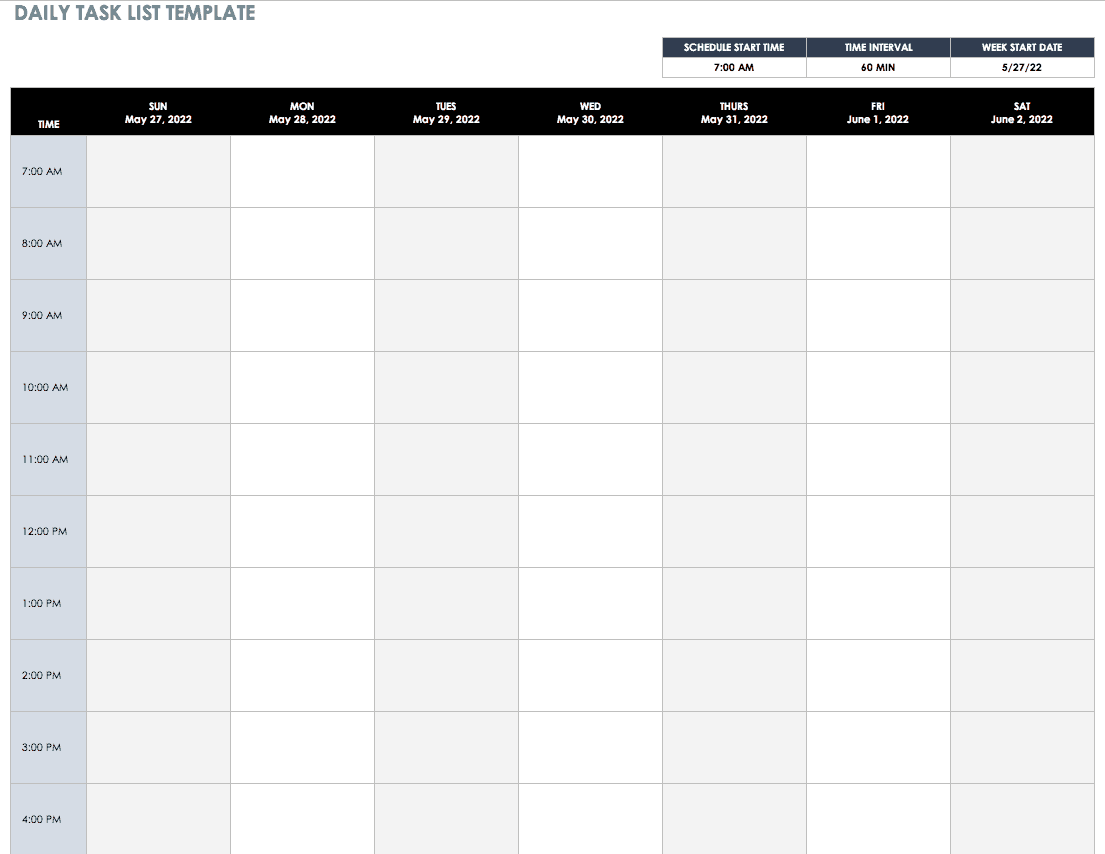 Free Daily Work Schedule Templates | Smartsheet