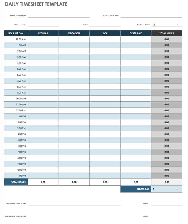 hours spreadsheet template free