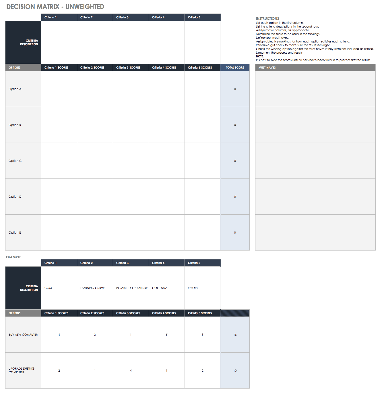 Adjacency Matrix Template from www.smartsheet.com