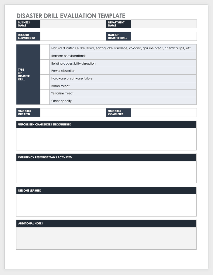 Disaster Drill Evaluation Template