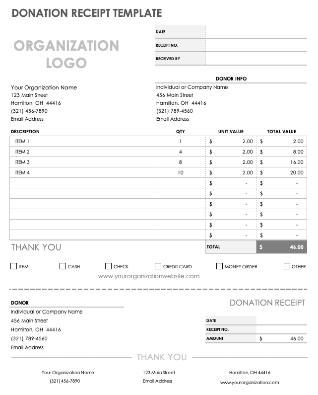 Free Donation Receipt Templates