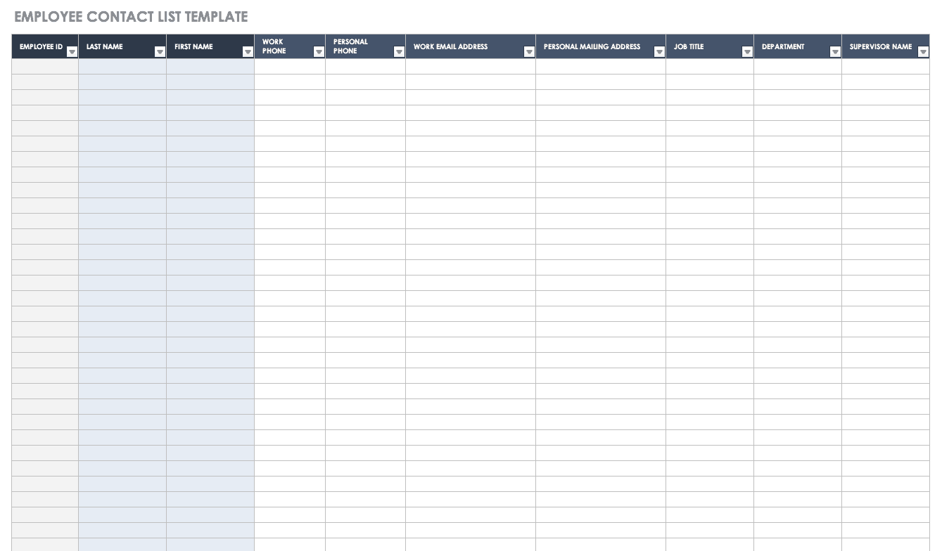 Free Contact List Templates Smartsheet