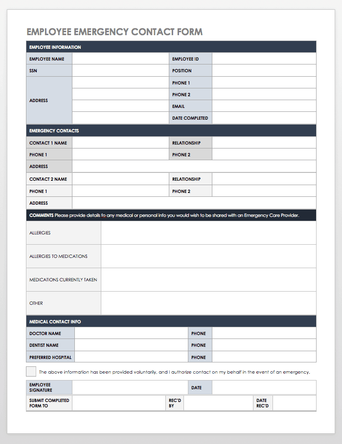 In Case Of Emergency Form Template from www.smartsheet.com