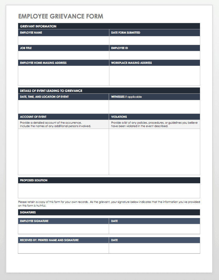 Grievance Letter Template Free from www.smartsheet.com