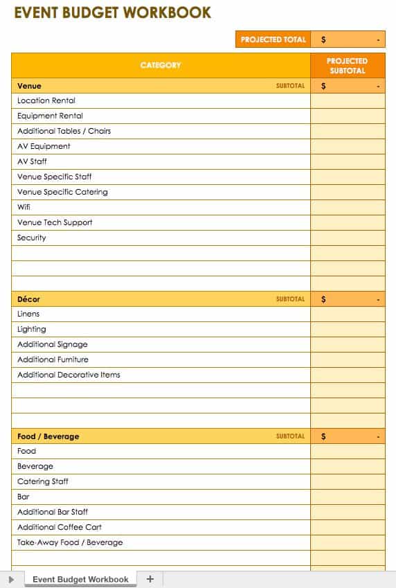 Party Planning Chart