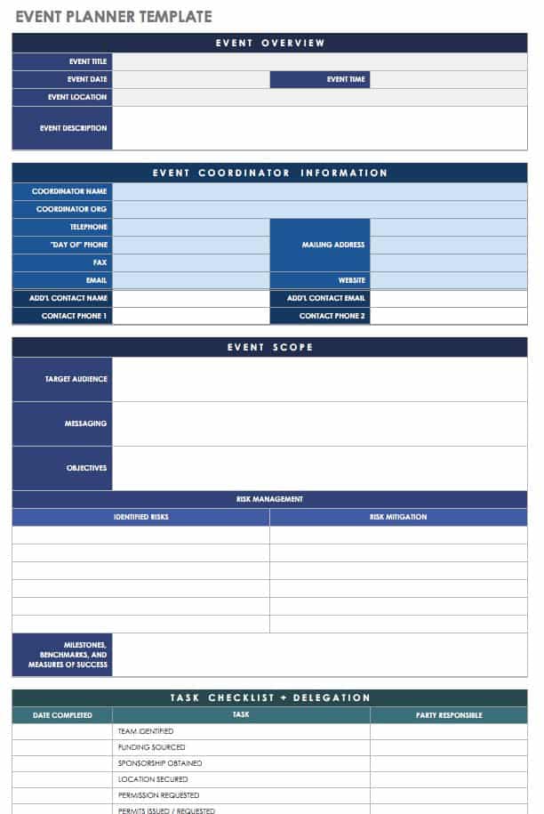 free download event planner template